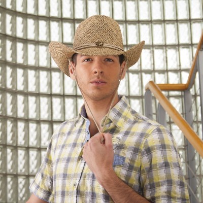 Pánský klobouk z mořské trávy zdobený šňůrkou  2